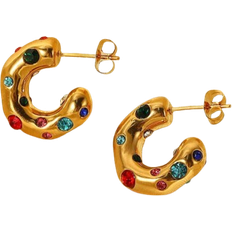 Shein Cubic Zirconia Decor Cuff Hoop Earrings