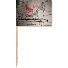 Red Table Decorations DIYthinker Chinese Paper-cut Style Red Rooster Potted Mural Toothpick Flags Marker