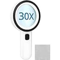 Qwork Förstoringsglas Med 12 LED-Ljus 30 x Handförstoringsglas