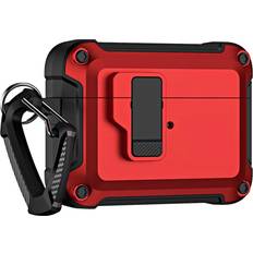 Hurtel Robuster Pro Schutz für AirPods 4 mit Karabiner Rot