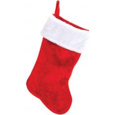 Red Stockings Christmas House Red And White Velvety Plush 8.5 in x 18 in Stocking
