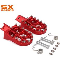 Red Motorcycle Foot Pegs Maxpower Motorcycle Aluminum Foot Pegs Footpeg Pedals FootRest - Red