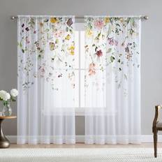 Fereyis Fereyis Floral Sheer Curtains 84 inch Length - Set of 254x84"