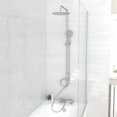 Round Shower Thermostatic Mixer Tap Handset & Riser Rail Kit