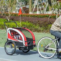 Bicycle Carts & Tandem Bike Trailers Homcom 2 Seat Child Bike Trailer