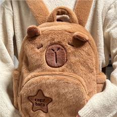 Women's Capybara Plush Backpack - Brown