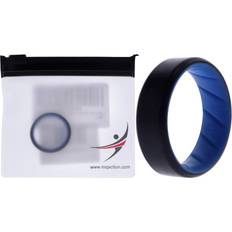 Blue - Men Rings ROQ Silicone Wedding BR 8mm Edge Ring - Light Blue/Black