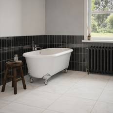Johnson Tiles Bianco White Matt Marble Effect Textured Porcelain Indoor Wall and Floor Tile Pack of 4 600mm