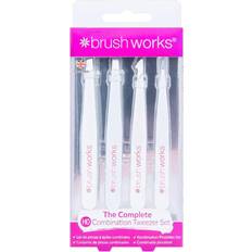 White Tweezers Brushworks HD 4 Piece Combination Tweezer Set - White