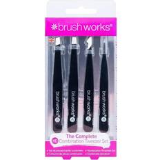 PETA Tweezers Brushworks HD 4 Piece Combination Tweezer Set - Black