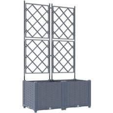 VidaXL Plast Odlingslådor vidaXL Trädgårdsplanterare Med Spaljé 2 St 80x40x143 Cm Ljusgrå