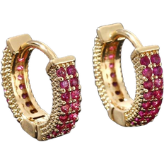 Shein Pair Luxurious Copper Inlaid Colorful Cubic Zirconia Round Earrings Perfect For Dating Gift