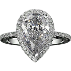 Wedding Rings - Zirconia Shein pc Brides Fashionable Full Rhinestone Creative Water Drop Shaped Cubic Zirconia Wedding Ring Womens Wedding Jewelry Royal