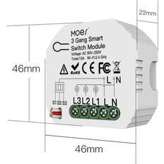 Greenzech Mini WiFi Smart Light Switch 3 Gang 1/2 Way Module