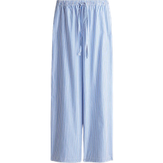 H&M Cotton Drawstring Trousers - White/Blue Striped