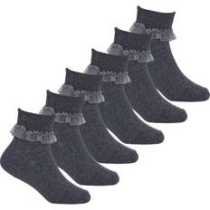 Grey Socks Metzuyan Girls Back To School Socks With Frilly - Grey