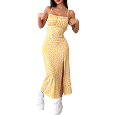 Shein Bedrucktes gestricktes Trägerkleid mit Schlitz-Saum für den Urlaub für Frauen