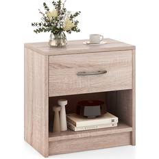 3-Tier Nightstand with Drawer and Open Storage Shelf