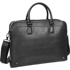 Leather Briefcases A1 Fashion Goods Real Leather Briefcase Multi Pockets Laptop Case - Black