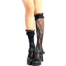O Womens High Socks Gothic Lace Stocking - Black