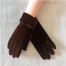 Gold Gloves & Mittens Maxpower Women Driving Gloves - Gold Velvet Leopard