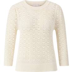Rich & Royal Crew-Neck Ajour Short Sleeve Pearl White