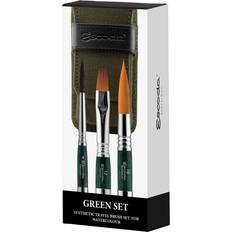 Green Brushes Escoda Artist Watercolor Travel Brush Set with Canvas Pouch