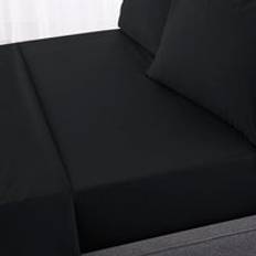 Hotel 230 Thread Count Percale 100% Cotton Fitted - Bed Sheet Black