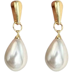 Shein pair Elegant Water Drop Shaped Pearl Stud Earrings Simple Vintage Design