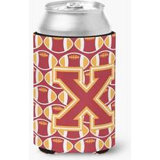 Gold Bottle Coolers CoolCookware Letter X Football Cardinal Gold Can or Hugger Bottle Cooler