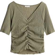 H&M Textured Draped Top - Khaki Green