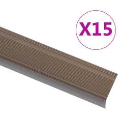 vidaXL Trappnosings i L-form 15 St Aluminium 100 cm Brun