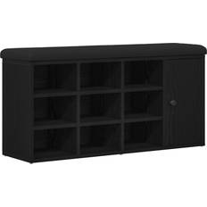 vidaXL Bænk Sort Eg Spånplader 98 x 28 x 50 cm Skostativ 102x50cm