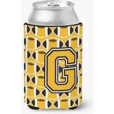 Gold Bottle Coolers CoolCookware Letter G Football Black Old Gold White Can or Hugger Bottle Cooler