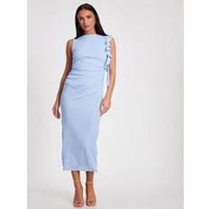 Quiz Light Blue Frill Midi Dress - Light Blue