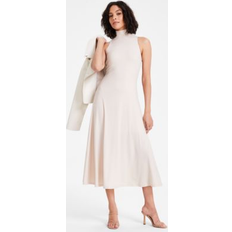 Bar III Women's Mock-Neck A-Line Sleeveless Dress - Brown Toffee