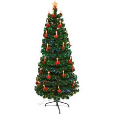 5ft pre lit christmas tree Shatchi Candle and Bow Fibre Optic 5ft - Green Christmas Tree 210cm