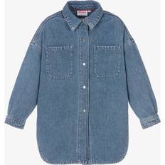 Barnkläder HUGO Girls Oversized Denim Shirt - Blue