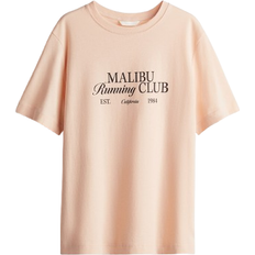 H&M Printed T-shirt - Peach Pink/Malibu Running Club
