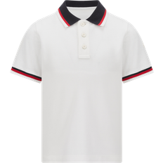 Moncler Polo Shirts Moncler Tricolor-Trimmed Cotton Polo Shirt - White