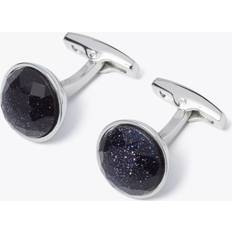 Rhodium Plated Cufflinks Simon Carter Rondo Cufflinks - Mid Blue