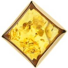 Women Brooches C W Sellors 9ct Yellow Gold Amber Large Square Brooch D - Yellow Gold
