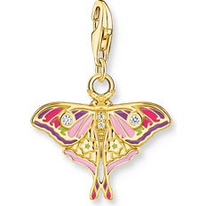 Glass Jewellery Thomas Sabo Gold Plated Colourful Moth CZ & Enamel Charm - Gold/Silver