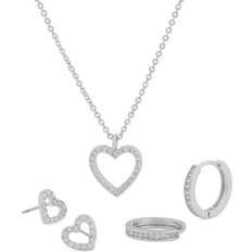 Snö of Sweden Maine Necklace and Earrings Set - Silver/Transparent