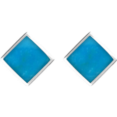 Turquoise Jewellery C W Sellors Sterling Silver Turquoise Rhombus Earrings - Silver