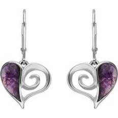 Jewellery C W Sellors Sterling Silver Blue John Swirl Heart Drop Earrings - Silver