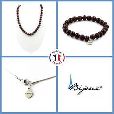 Röd Smyckesset Jewelry Bracelet Necklace Beads - Tiger Eye Red