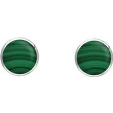 Jewellery C W Sellors Sterling Silver Malachite 4mm Classic Small Round Stud Earrings