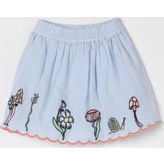 Hør Nederdele Børnetøj Stella McCartney Kids Embroidered Linen And Cotton Skirt - Blue