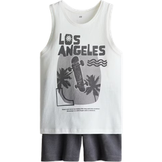 H&M Vest Top & Shorts Set 2-piece - White/Skateboard (1284750002)